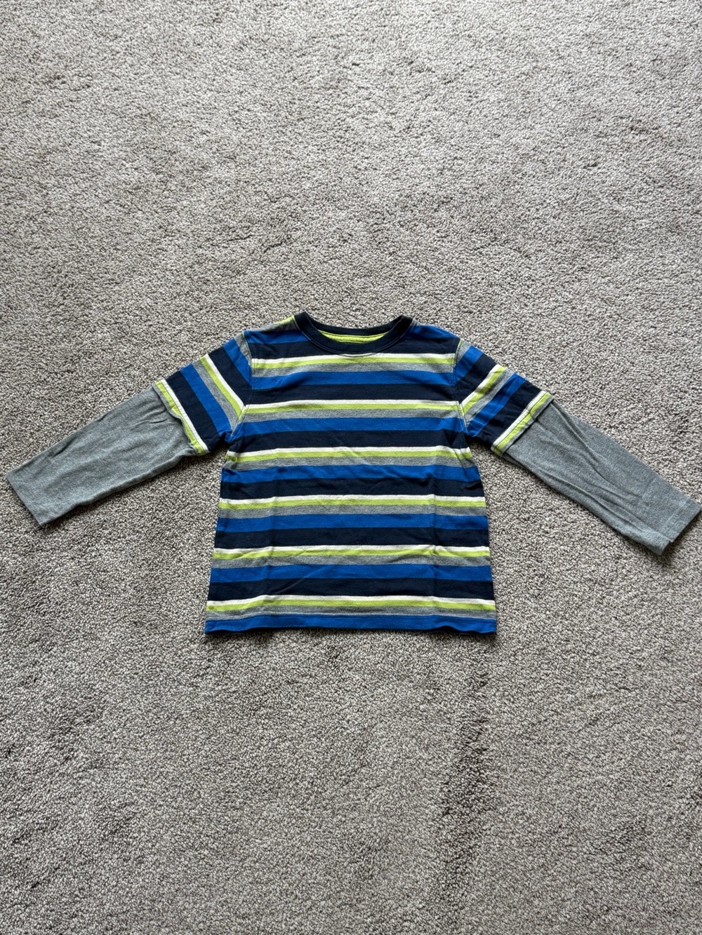 jumping beans Blue, Navy & Lime Striped Layered-Look Long Sleeve Tee